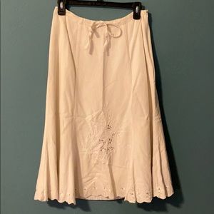 White Linen Embroidered Skirt